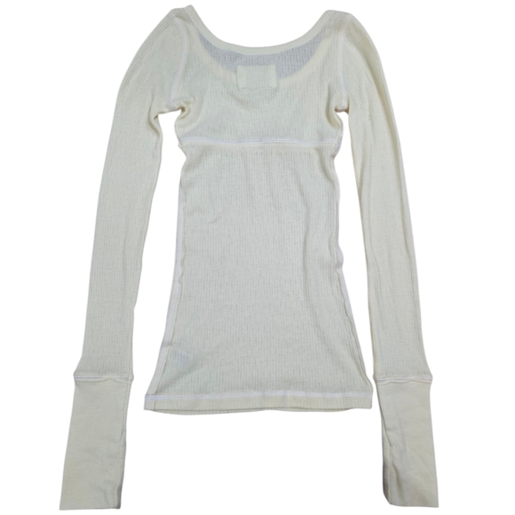 Abercrombie Vintage Babydoll NWT Light Yellow Long Sleeve Ribbed Top - Picture 4 of 4